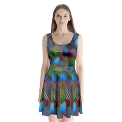 Multicolored Patterned Spheres 3d Split Back Mini Dress  by Sapixe