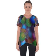 Multicolored Patterned Spheres 3d Cut Out Side Drop Tee by Sapixe