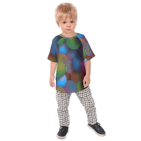 Multicolored Patterned Spheres 3d Kids Raglan Tee by Sapixe