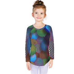 Multicolored Patterned Spheres 3d Kids  Long Sleeve Tee