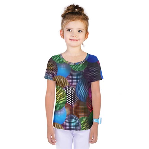 Multicolored Patterned Spheres 3d Kids  One Piece Tee by Sapixe