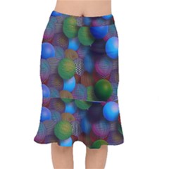 Multicolored Patterned Spheres 3d Mermaid Skirt by Sapixe