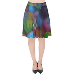 Multicolored Patterned Spheres 3d Velvet High Waist Skirt by Sapixe