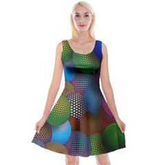 Multicolored Patterned Spheres 3d Reversible Velvet Sleeveless Dress by Sapixe