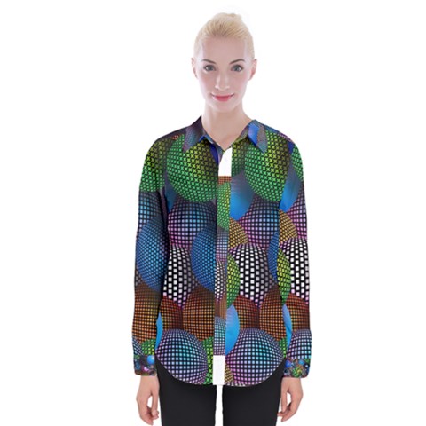 Multicolored Patterned Spheres 3d Womens Long Sleeve Shirt by Sapixe