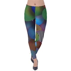 Multicolored Patterned Spheres 3d Velvet Leggings by Sapixe