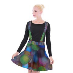 Multicolored Patterned Spheres 3d Suspender Skater Skirt by Sapixe