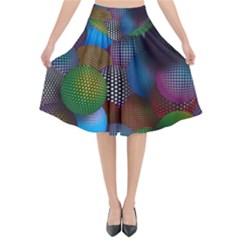 Multicolored Patterned Spheres 3d Flared Midi Skirt by Sapixe