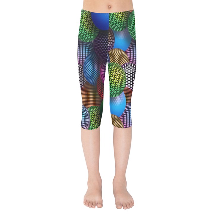 Multicolored Patterned Spheres 3d Kids  Capri Leggings 