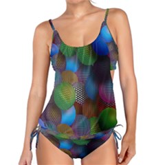 Multicolored Patterned Spheres 3d Tankini Set by Sapixe