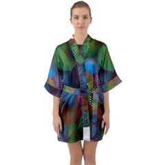 Multicolored Patterned Spheres 3d Quarter Sleeve Kimono Robe by Sapixe