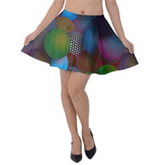 Multicolored Patterned Spheres 3d Velvet Skater Skirt by Sapixe