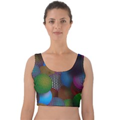 Multicolored Patterned Spheres 3d Velvet Crop Top by Sapixe