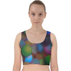 Multicolored Patterned Spheres 3d Velvet Racer Back Crop Top by Sapixe