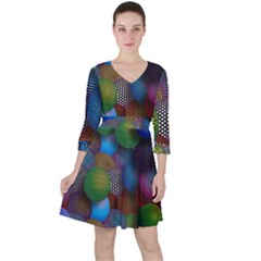 Multicolored Patterned Spheres 3d Ruffle Dress by Sapixe