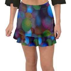 Multicolored Patterned Spheres 3d Fishtail Mini Chiffon Skirt by Sapixe