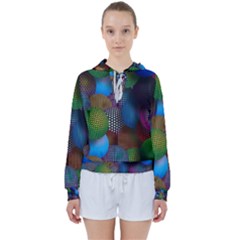 Multicolored Patterned Spheres 3d Women s Tie Up Sweat by Sapixe