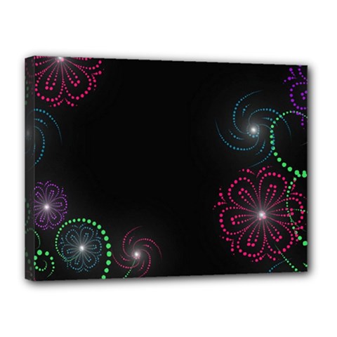 Neon Flowers And Swirls Abstract Canvas 16  X 12  by Sapixe