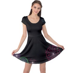 Neon Flowers And Swirls Abstract Cap Sleeve Dress by Sapixe