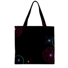 Neon Flowers And Swirls Abstract Zipper Grocery Tote Bag by Sapixe