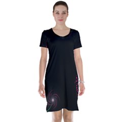 Neon Flowers And Swirls Abstract Short Sleeve Nightdress by Sapixe