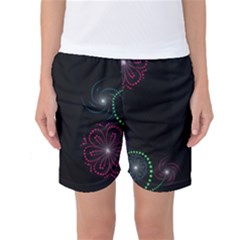 Neon Flowers And Swirls Abstract Women s Basketball Shorts by Sapixe