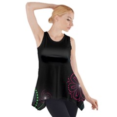 Neon Flowers And Swirls Abstract Side Drop Tank Tunic by Sapixe