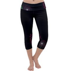 Neon Flowers And Swirls Abstract Capri Yoga Leggings by Sapixe