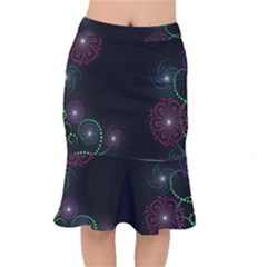 Neon Flowers And Swirls Abstract Mermaid Skirt by Sapixe