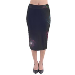 Neon Flowers And Swirls Abstract Velvet Midi Pencil Skirt by Sapixe