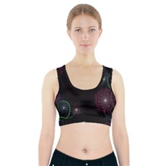 Neon Flowers And Swirls Abstract Sports Bra With Pocket by Sapixe