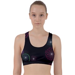 Neon Flowers And Swirls Abstract Back Weave Sports Bra by Sapixe