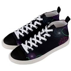 Neon Flowers And Swirls Abstract Men s Mid-top Canvas Sneakers by Sapixe