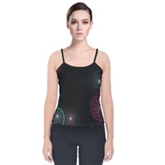 Neon Flowers And Swirls Abstract Velvet Spaghetti Strap Top by Sapixe