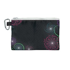 Neon Flowers And Swirls Abstract Canvas Cosmetic Bag (medium) by Sapixe