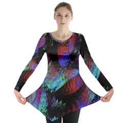 Native Blanket Abstract Digital Art Long Sleeve Tunic  by Sapixe