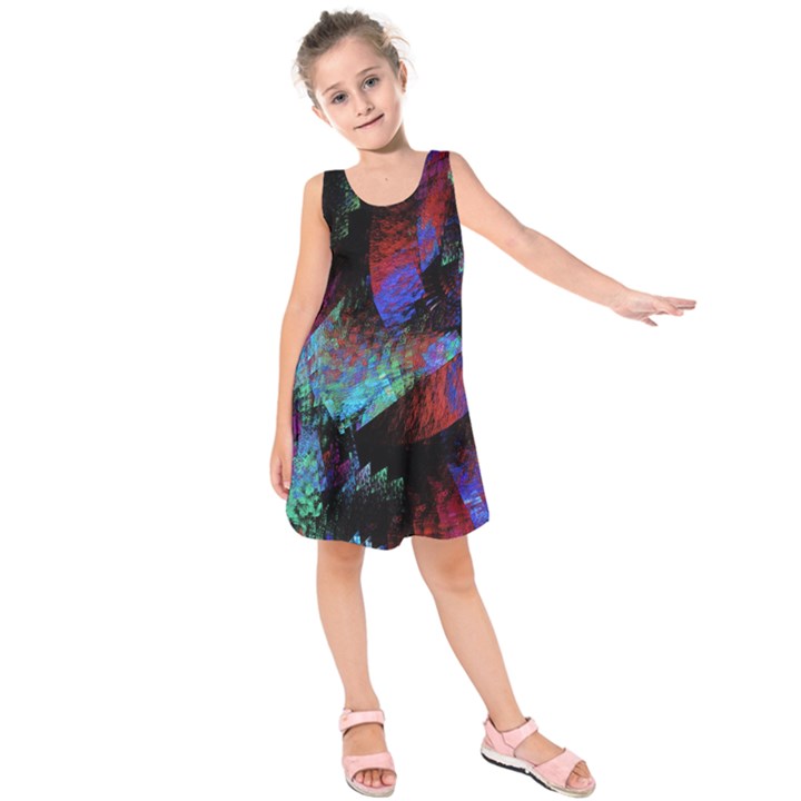 Native Blanket Abstract Digital Art Kids  Sleeveless Dress