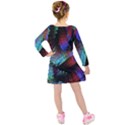 Native Blanket Abstract Digital Art Kids  Long Sleeve Velvet Dress View2