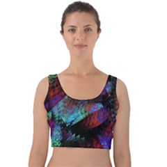 Native Blanket Abstract Digital Art Velvet Crop Top by Sapixe