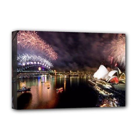 New Year’s Evein Sydney Australia Opera House Celebration Fireworks Deluxe Canvas 18  X 12   by Sapixe