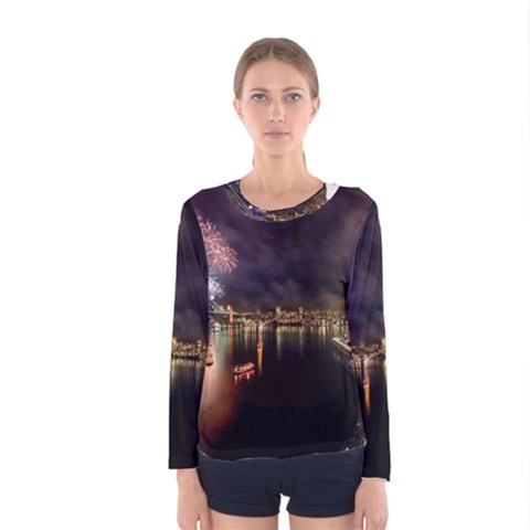 New Year’s Evein Sydney Australia Opera House Celebration Fireworks Women s Long Sleeve Tee by Sapixe