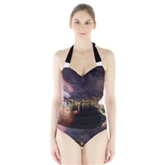 New Year’s Evein Sydney Australia Opera House Celebration Fireworks Halter Swimsuit by Sapixe