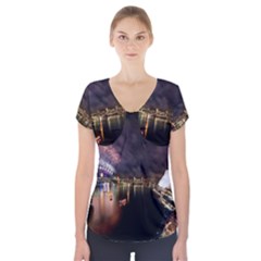 New Year’s Evein Sydney Australia Opera House Celebration Fireworks Short Sleeve Front Detail Top by Sapixe