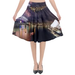 New Year’s Evein Sydney Australia Opera House Celebration Fireworks Flared Midi Skirt by Sapixe