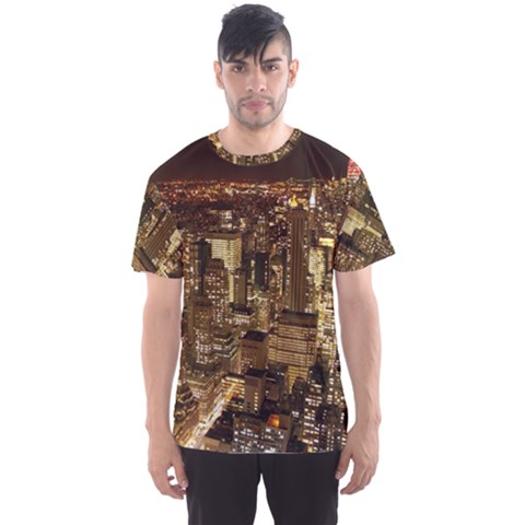 New York City At Night Future City Night Men s Sports Mesh Tee by Sapixe