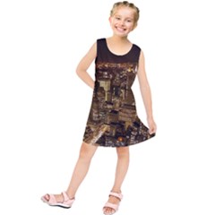 New York City At Night Future City Night Kids  Tunic Dress by Sapixe