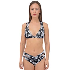 Noise Texture Graphics Generated Double Strap Halter Bikini Set by Sapixe