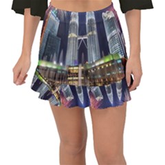 New Years Eve Petronas Towers Kuala Lumpur Malaysia Fishtail Mini Chiffon Skirt by Sapixe