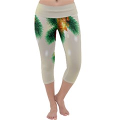 Ornament Christmast Pattern Capri Yoga Leggings by Sapixe