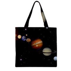 Outer Space Planets Solar System Zipper Grocery Tote Bag by Sapixe